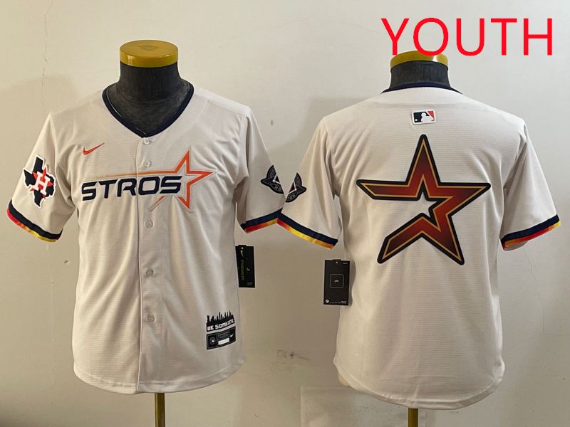 Youth Houston Astros Blank Cream three generations Joint Name 2025 Nike MLB Jersey style 41410